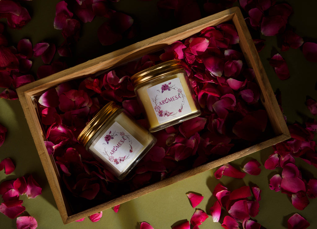 Rose Bloom Scented Soy Candle from Aromesa