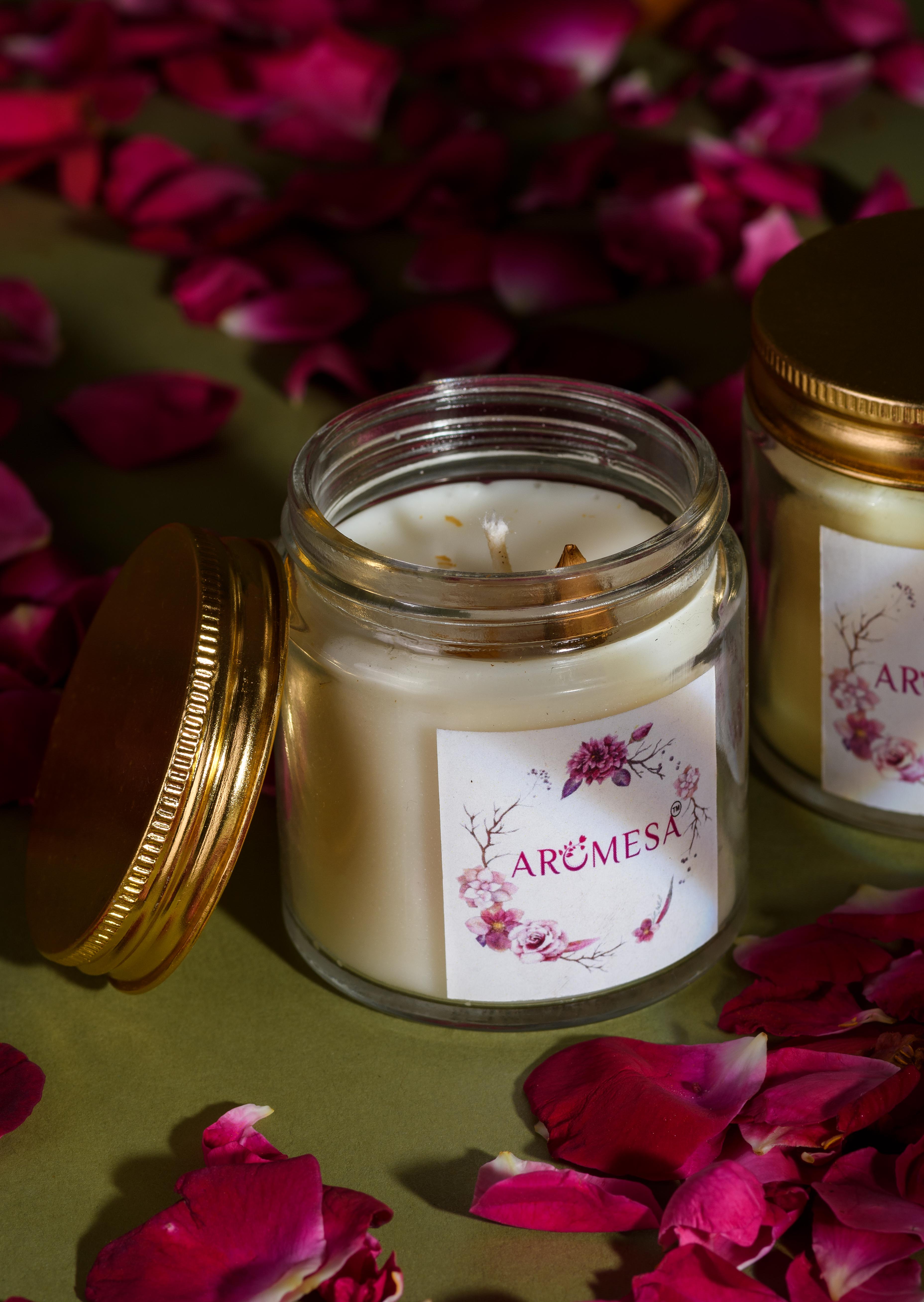Rose Bloom Scented Soy Candle from Aromesa