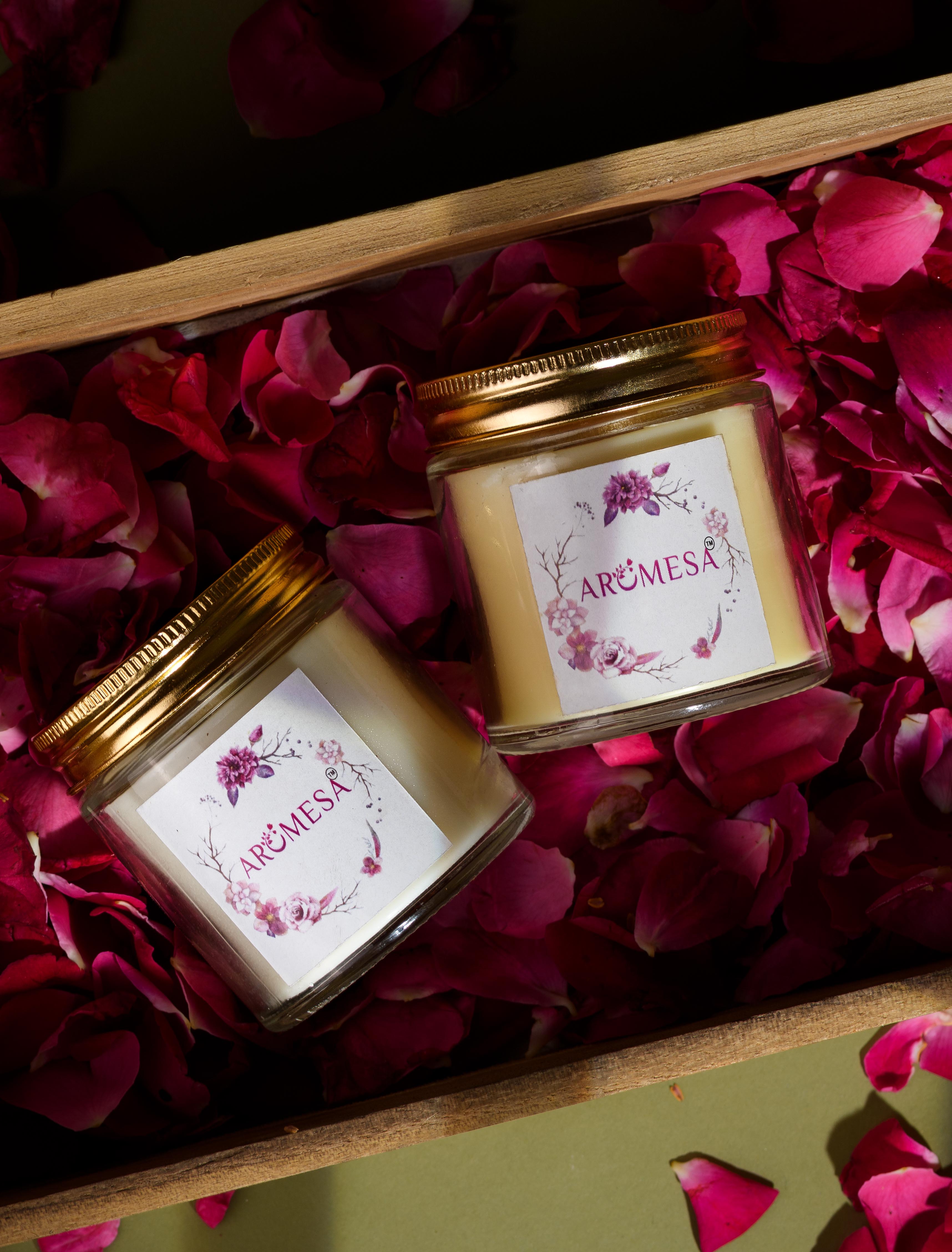 Rose Bloom Scented Soy Candle from Aromesa