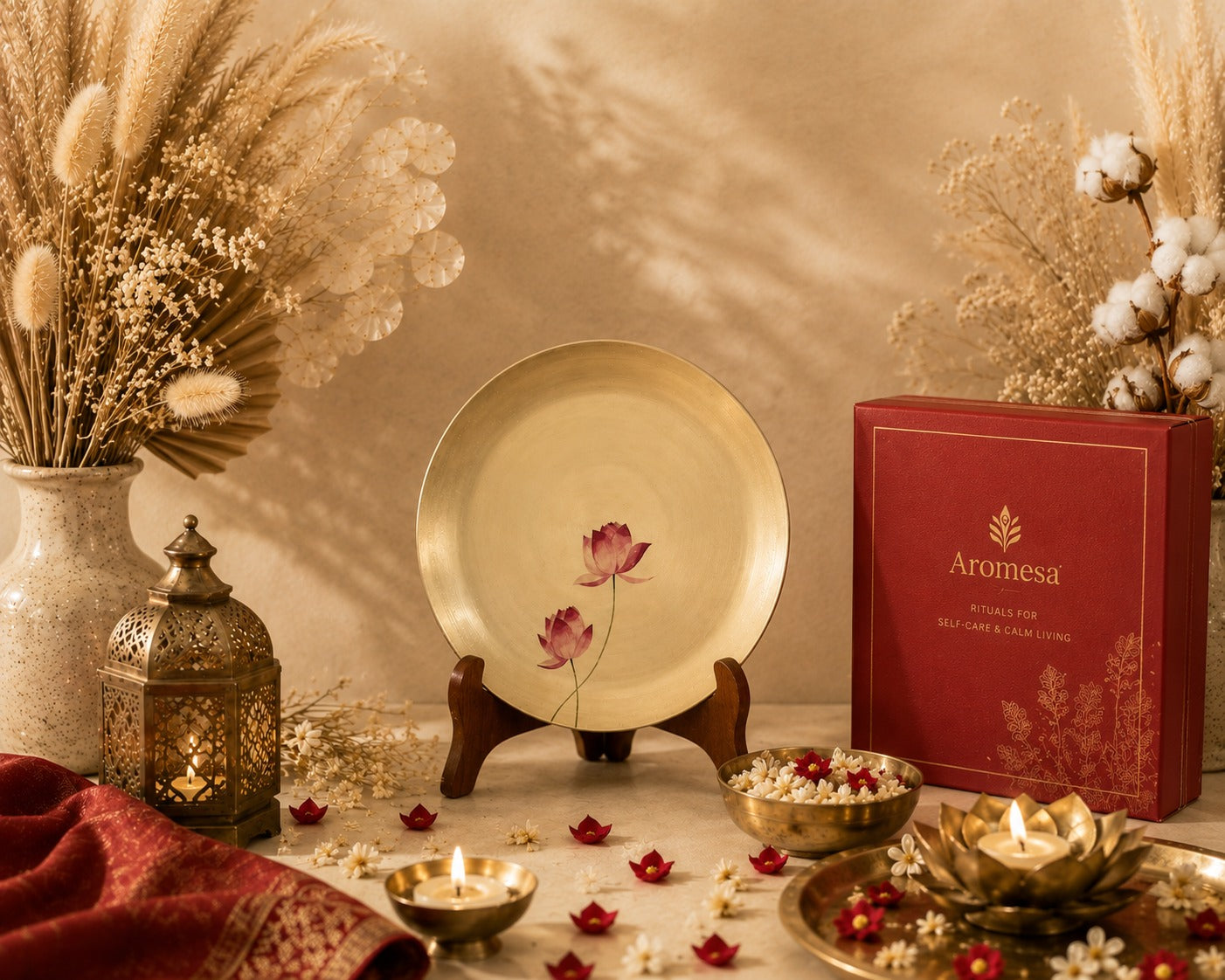 Brass Plate with Lotus